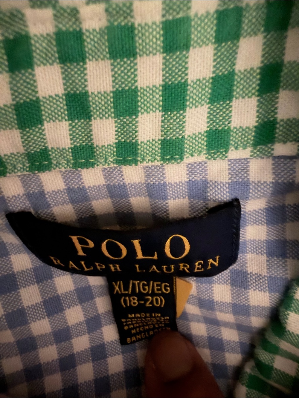 Polo by Ralph Lauren Blue Plaid Shirt with Yellow Logo - Picture 8 of 8